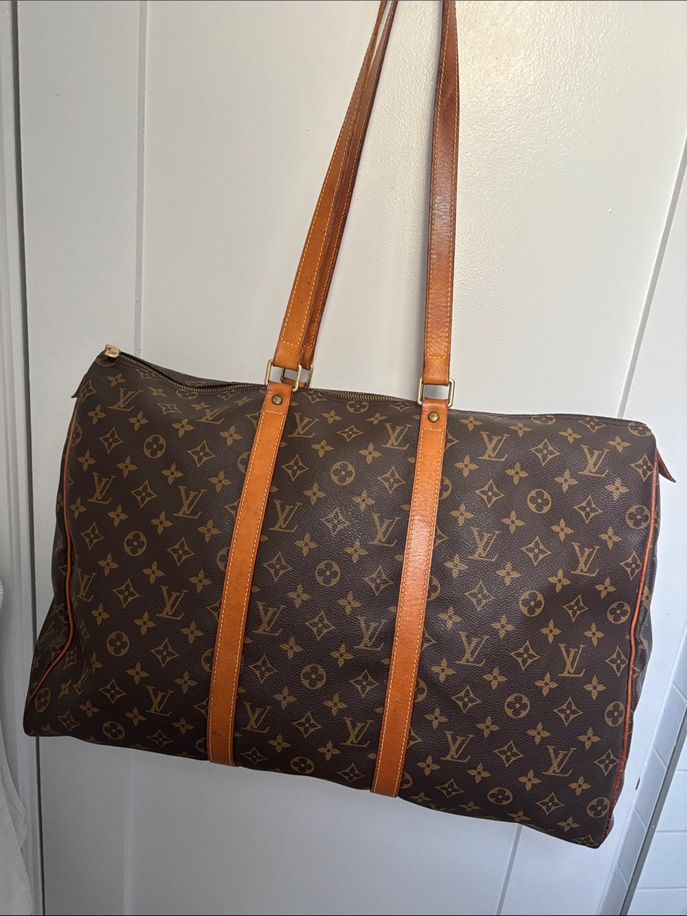 Louis Vuitton Monogram Duffel Bag in Brown and Tan Leather